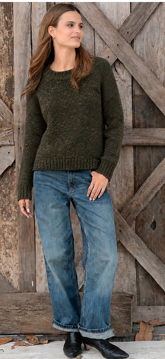 Crew Neck Chunky Sweater - Lincoln Melange