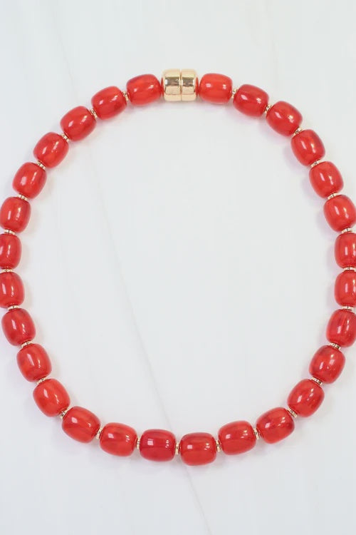 Karsyn Beaded Magnetic Necklace - Red