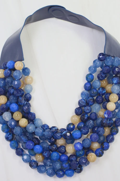 Kayden Beaded Layered Necklace - Blue Multi