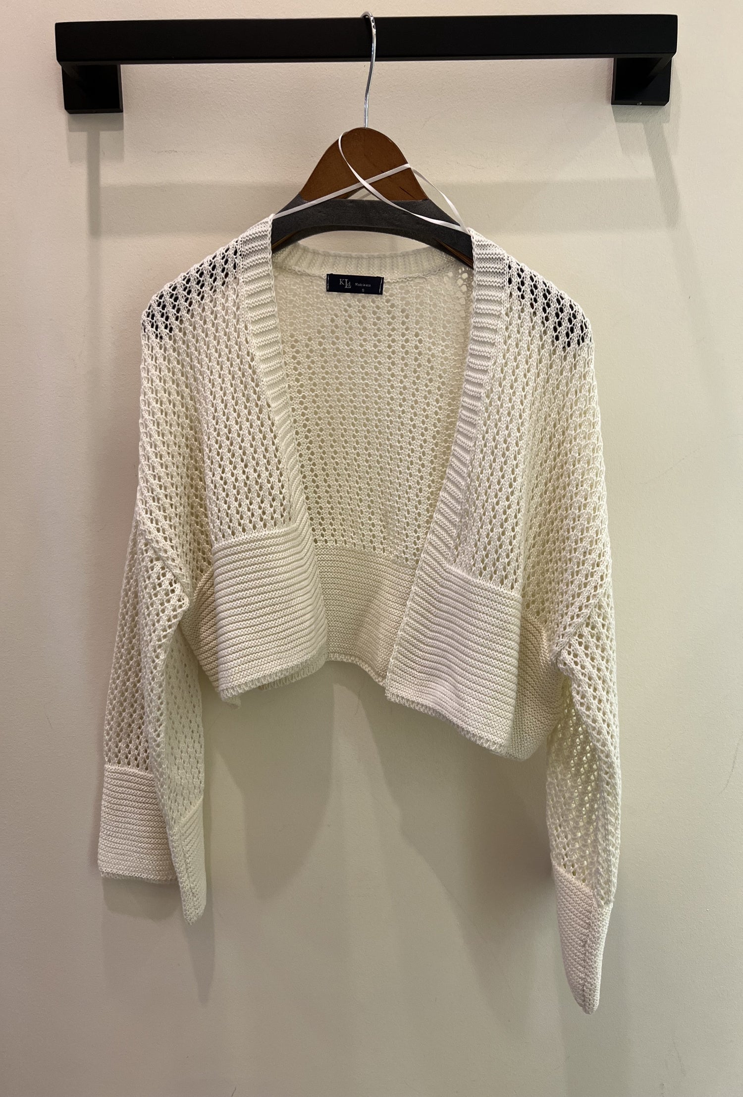 Cropped Open Knit Sweater Cardigan - Ivory