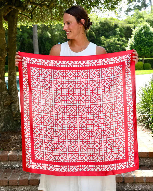 Langston Geometric Scarf - Large - Red / White