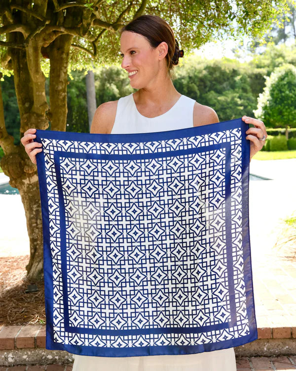 Langston Geometric Scarf - Medium - Navy / White