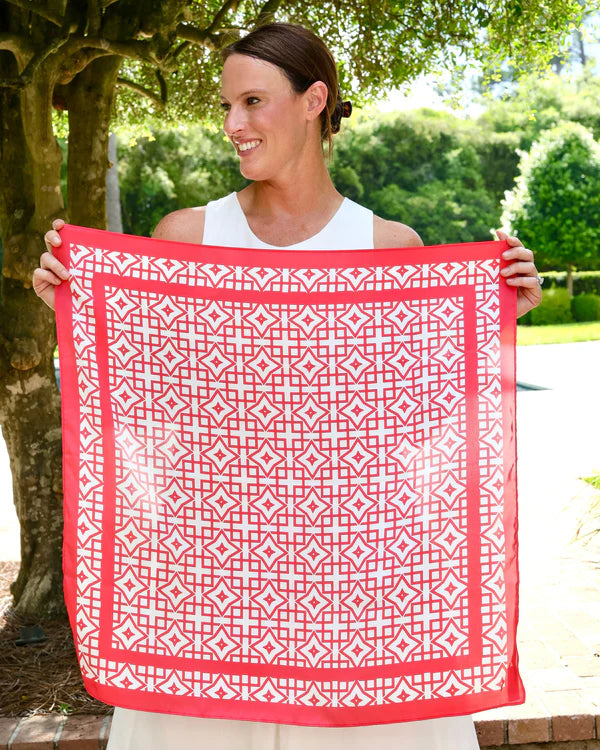 Langston Geometric Scarf - Medium - Red / White