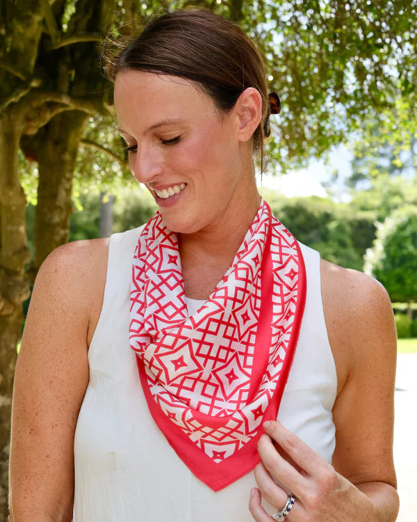 Langston Geometric Scarf - Medium - Red / White