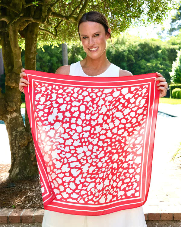 Lawson Leopard Scarf - Medium - Red / White