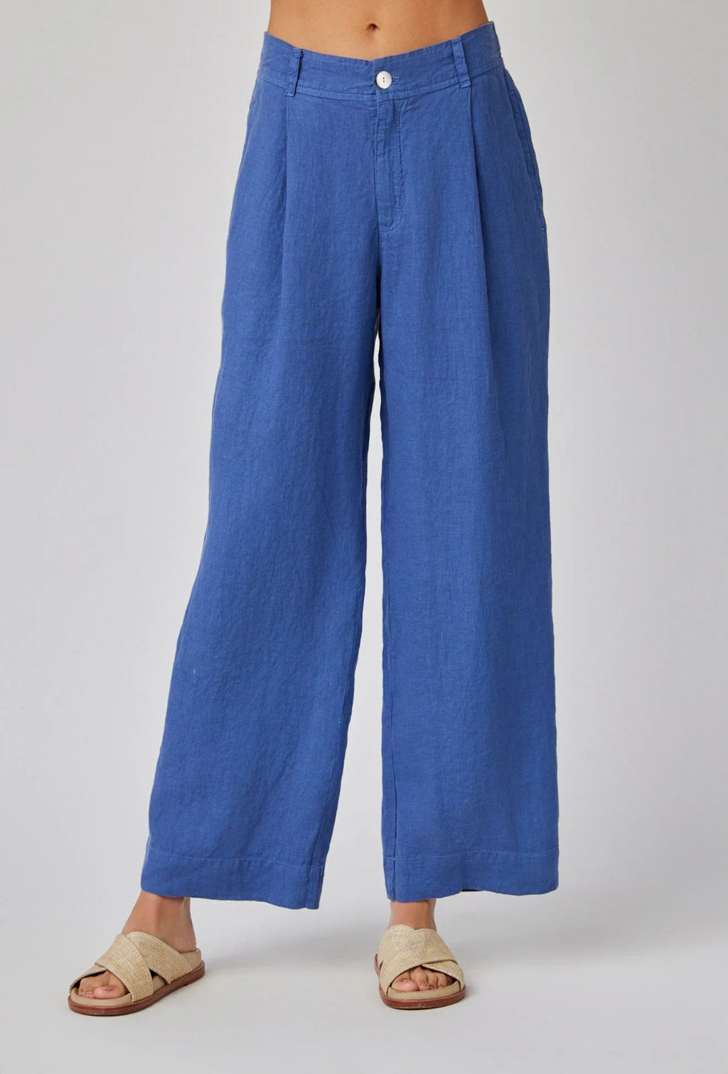 Pleated Wide Leg Ankle Pant - Antique Indigo