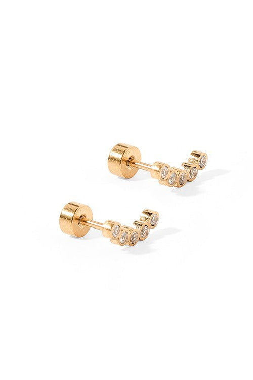 Abigail Sparkle Gold Screwback Stud Earrings