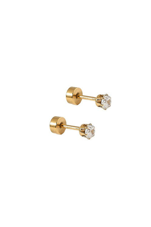 Helen Gold Screwback Stud Earrings