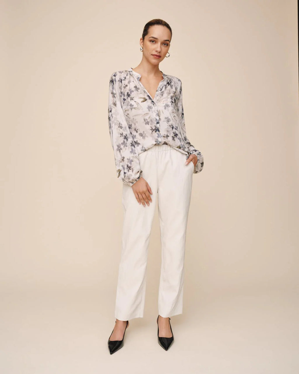 Elastic Waist Faux Leather Trouser - Winter White