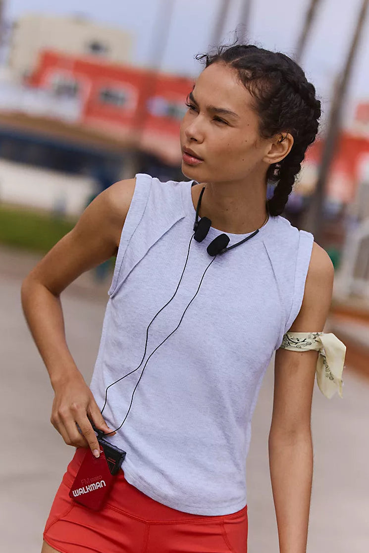 Love My Twist Muscle Tank  - White Heather Grey