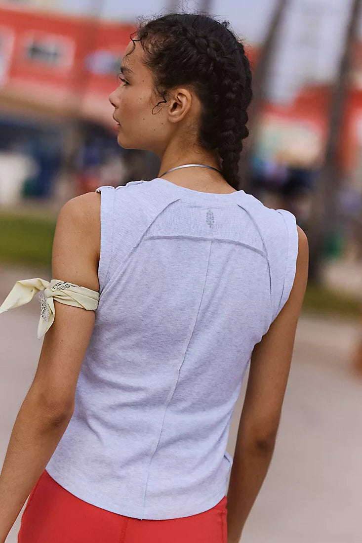 Love My Twist Muscle Tank  - White Heather Grey