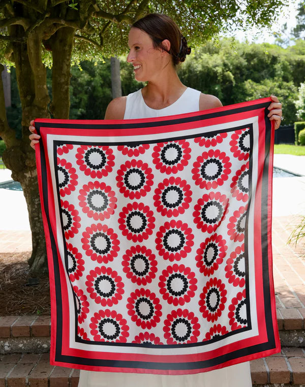 Lucy Floral Scarf - Large - Red / Black
