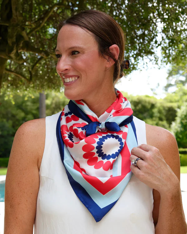 Lucy Floral Scarf - Large - Red / Navy