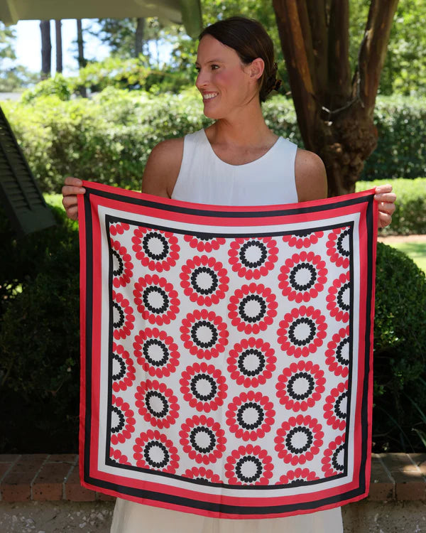 Lucy Floral Scarf - Medium - Red / Black