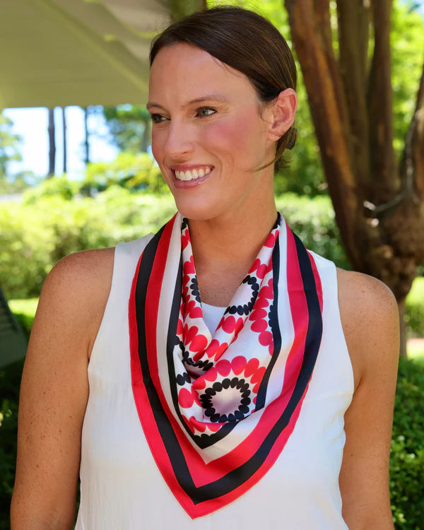 Lucy Floral Scarf - Medium - Red / Black