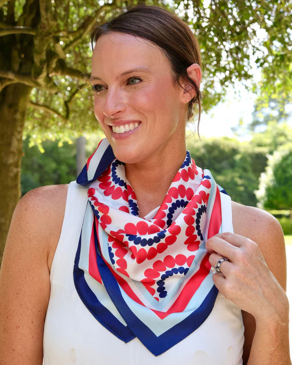 Lucy Floral Scarf - Medium - Red / Navy
