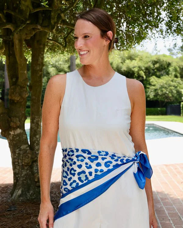Meredith Spotted Scarf - Large - Blue / White