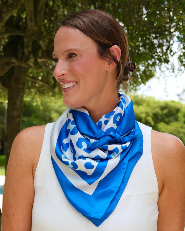 Meredith Spotted Scarf - Large - Blue / White