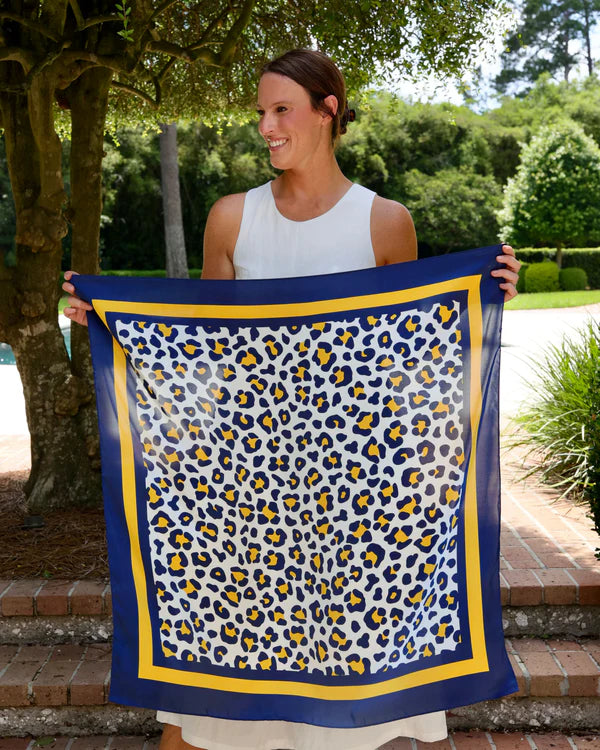 Meredith Spotted Scarf - Large - Navy / Gold