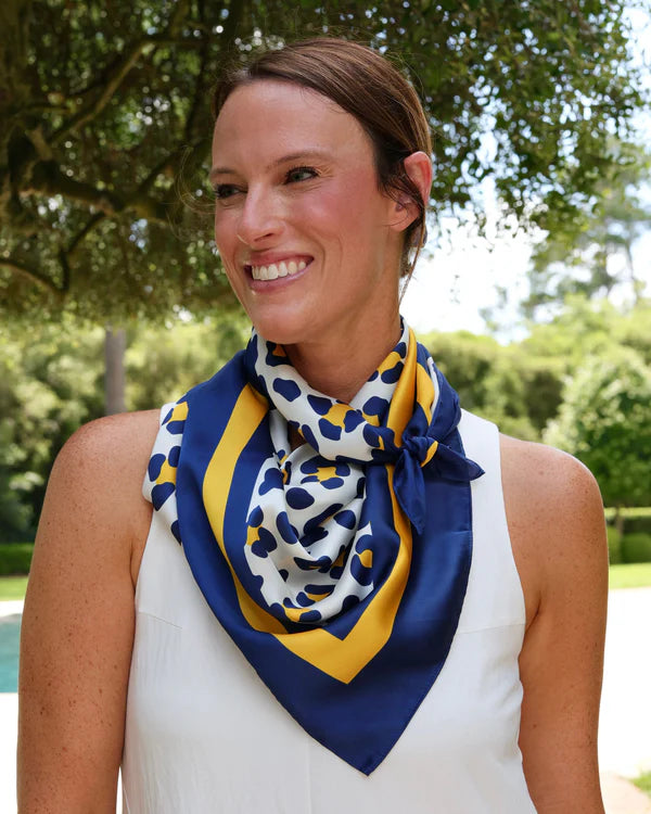 Meredith Spotted Scarf - Large - Navy / Gold