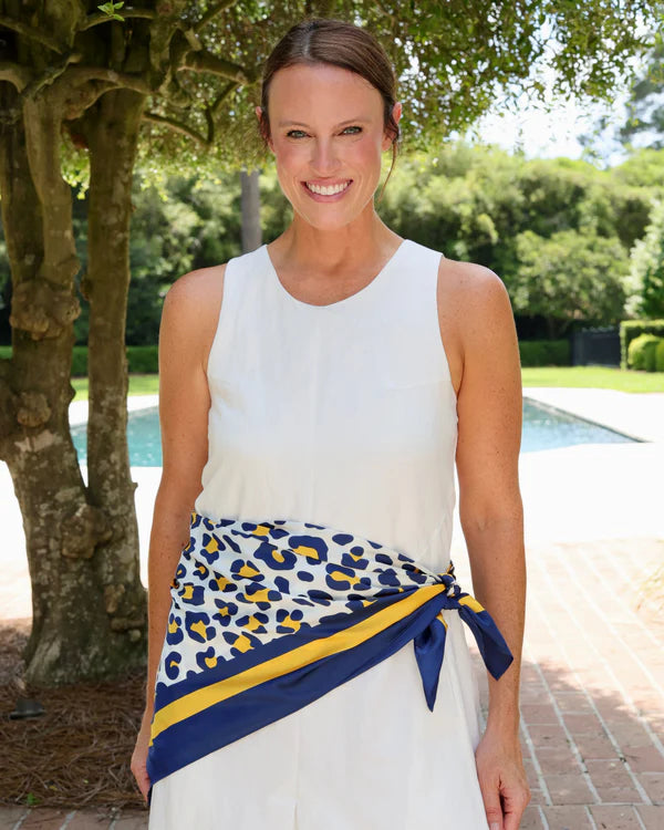 Meredith Spotted Scarf - Large - Navy / Gold