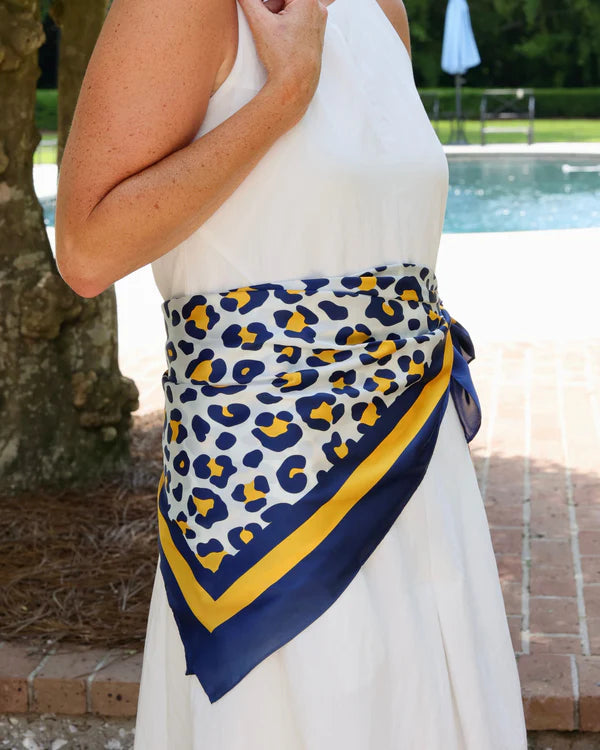 Meredith Spotted Scarf - Large - Navy / Gold