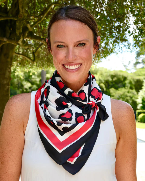 Meredith Spotted Scarf - Large - Red / Black