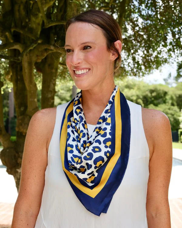 Meredith Spotted Scarf - Medium - Navy / Gold