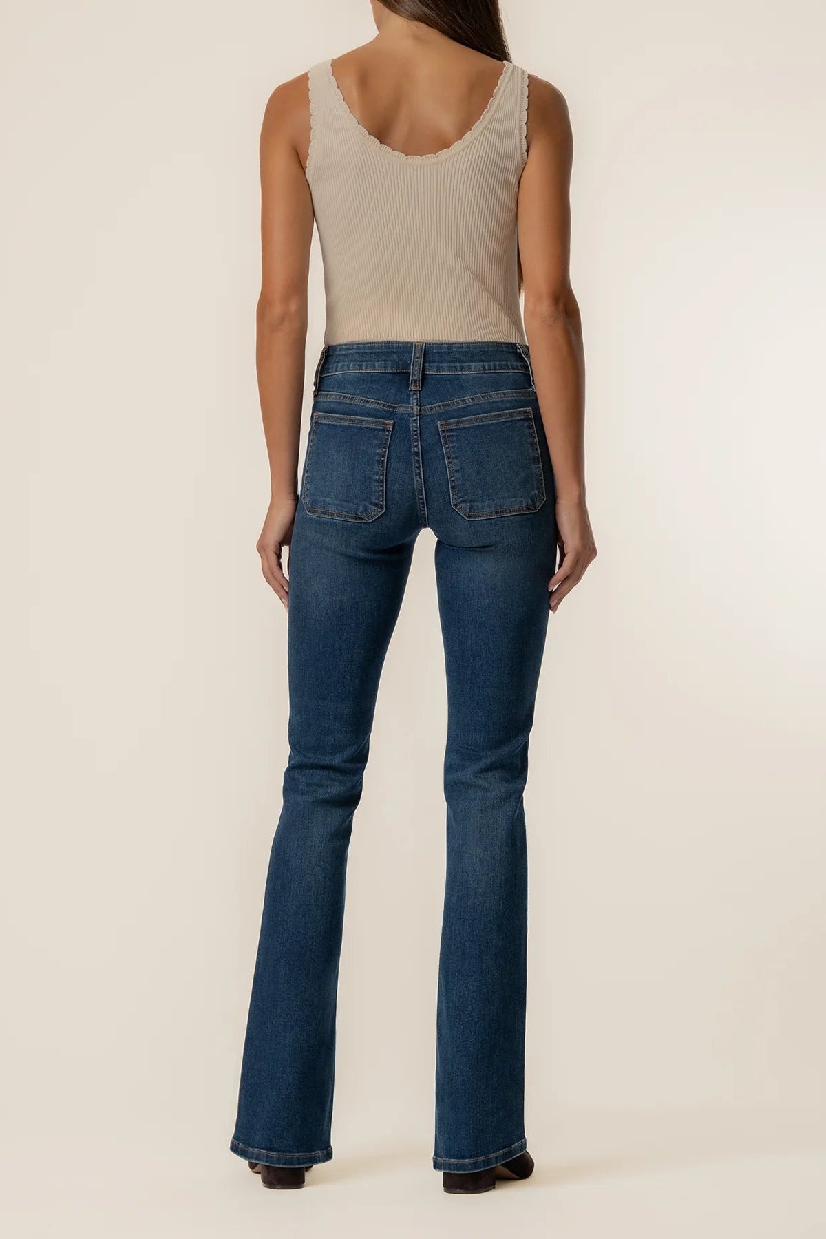 Natalie Mid Rise Flare Jean w/ Patch Pockets - Champ