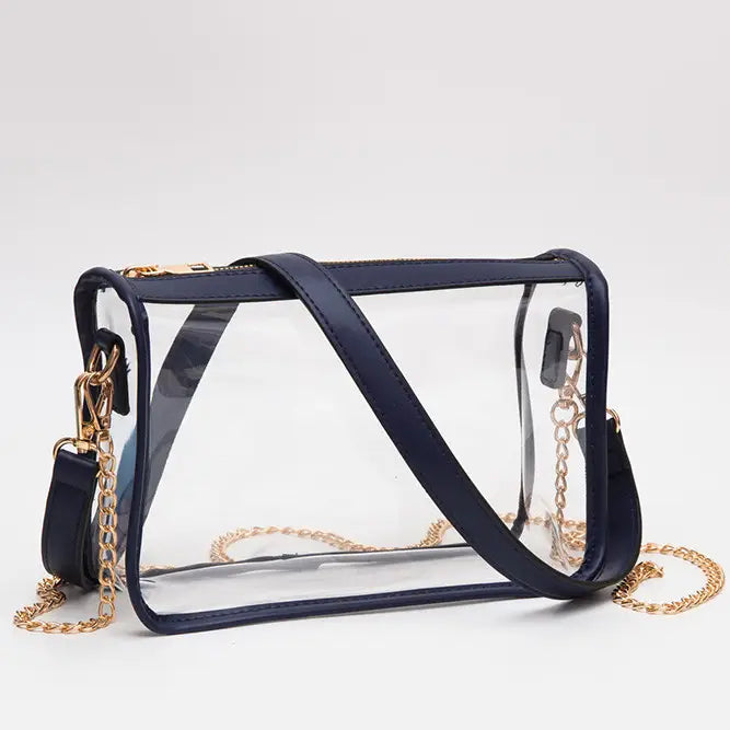 Game Day Stadium Clear Rectangle Crossbody Bag - Navy