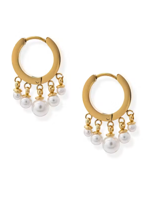 Nikki Pearl Hoop Earrings