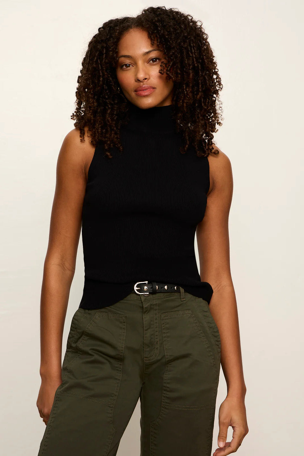 Nova Mock Neck Tank - Black