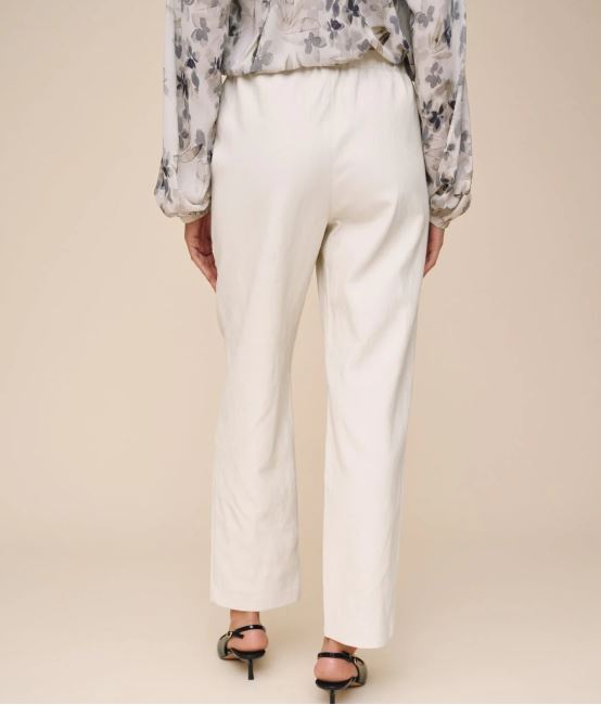 Elastic Waist Faux Leather Trouser - Winter White