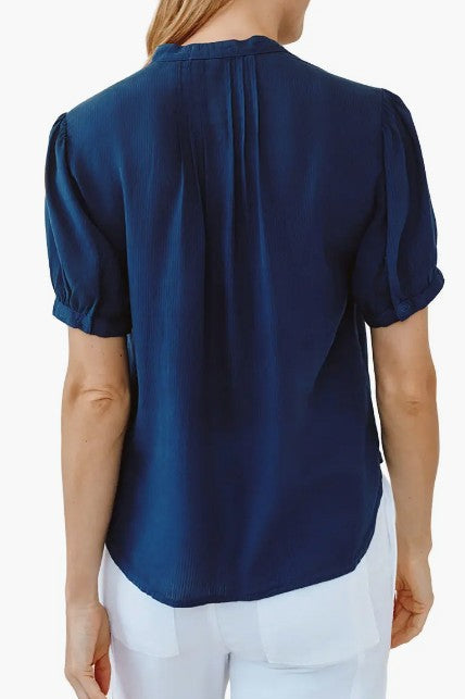 Short Sleeve Pintuck Shirt - Navy Dusk