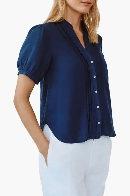Short Sleeve Pintuck Shirt - Navy Dusk