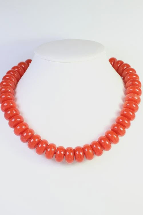 Pipestone Marble Beaded Necklace - Orange