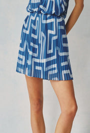 Pleated Mini Skirt - Coastal Print