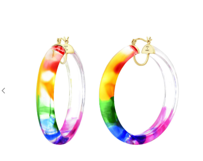 Rainbow Tie Dye Lucite Hoops