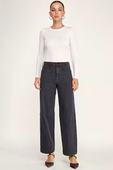 Reilly Curved Wide Leg Pant - Carbon