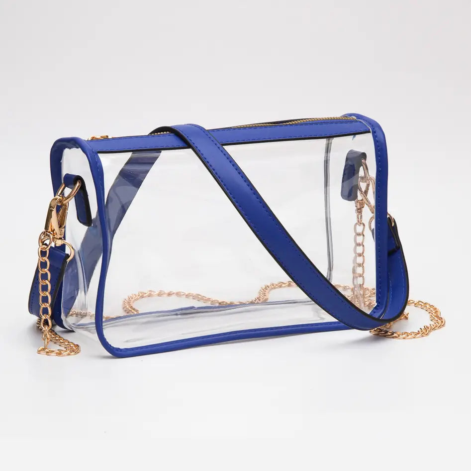 Game Day Clear Rectangle Crossbody Bag - Royal Blue