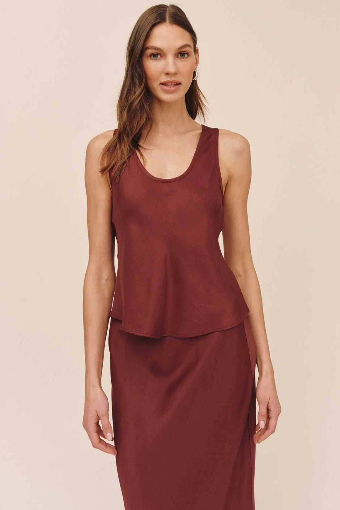 Scoop Neck Tank - Smoked Crimson