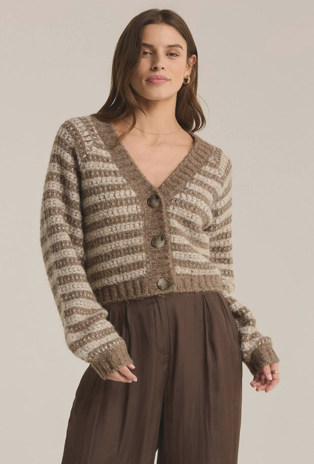 Este Metallic Stripe Cardigan - Campfire
