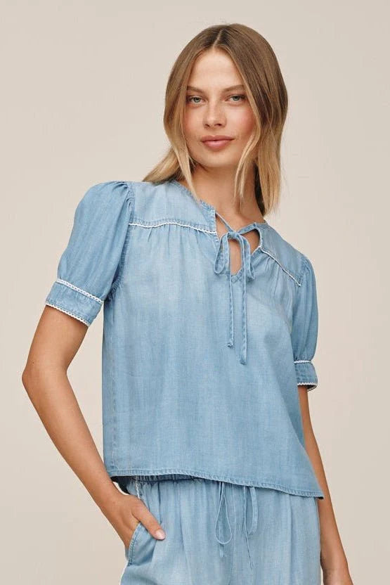 Short Sleeve Pullover With Trim - Ombre Mist Wash