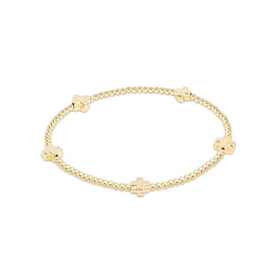 Signature Cross Small Gold Pattern 2mm Bead Bracelet - Gold