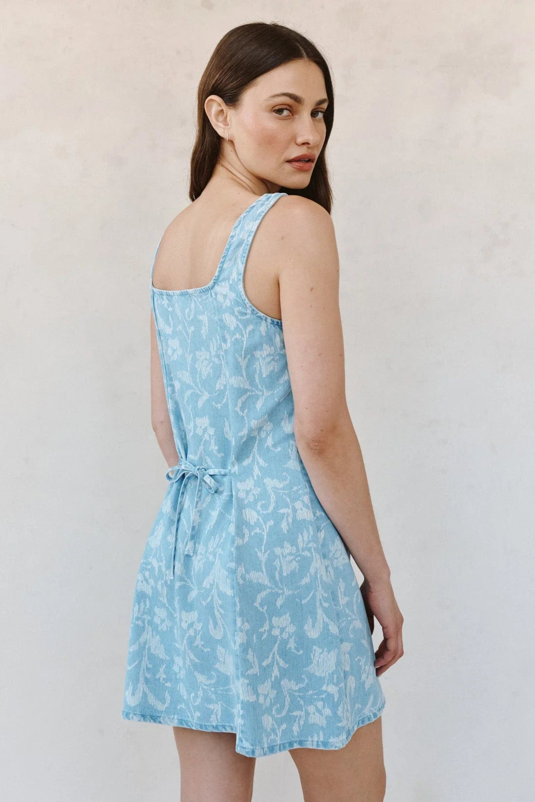 Sleeveless Button Front Fitted Dress - Vintage Fleur Denim