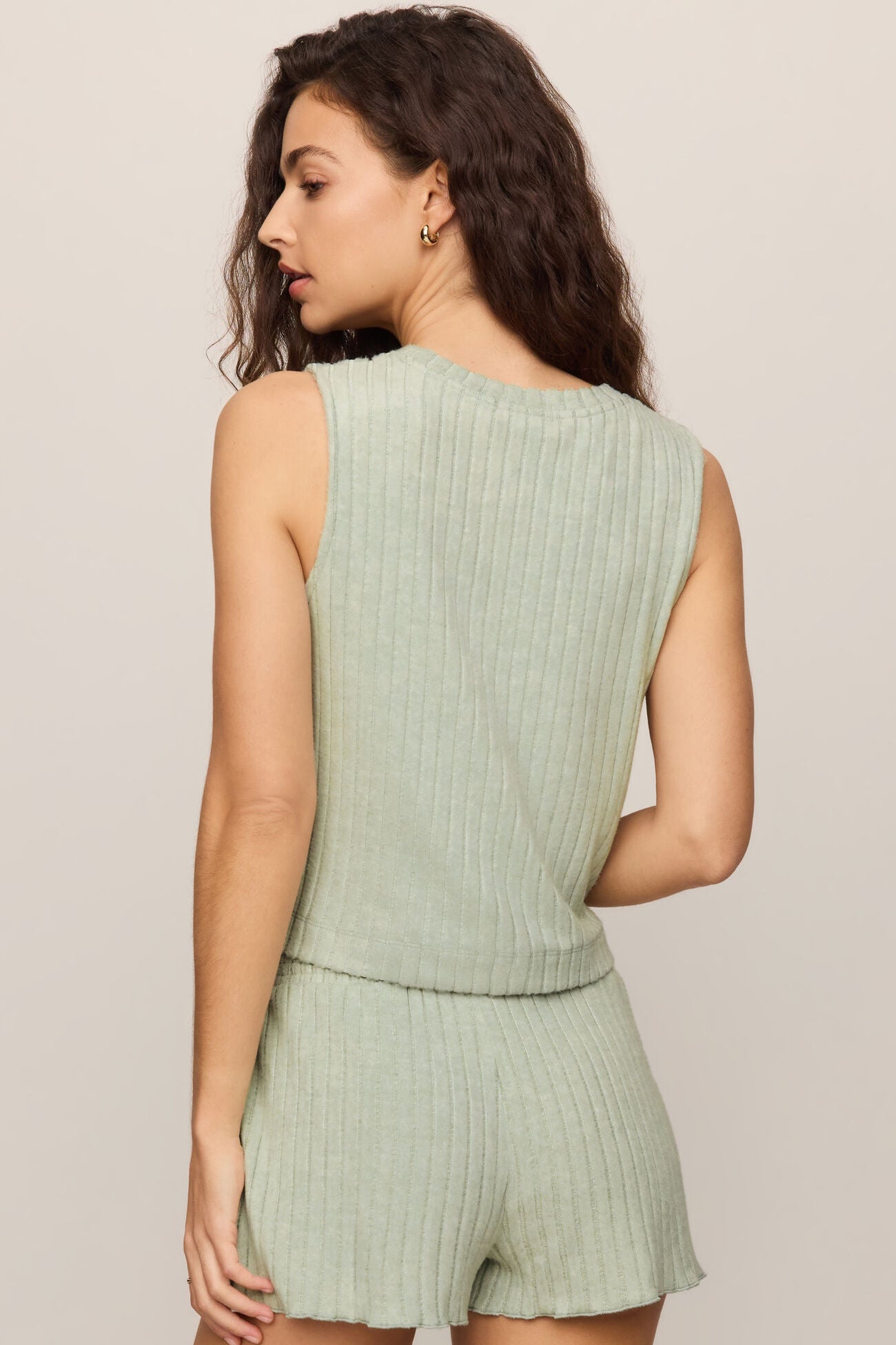 Sloane Rib Tank - Aqua Cloud