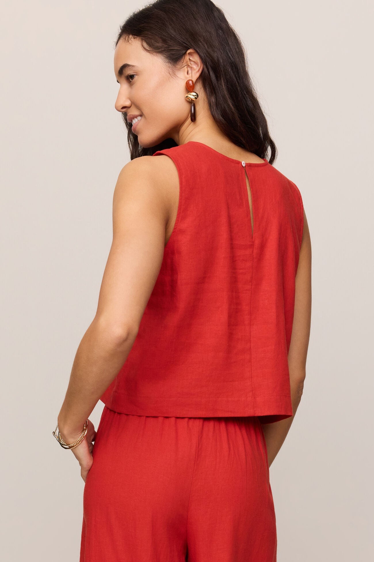 Sloane Linen Top - Chili Pepper