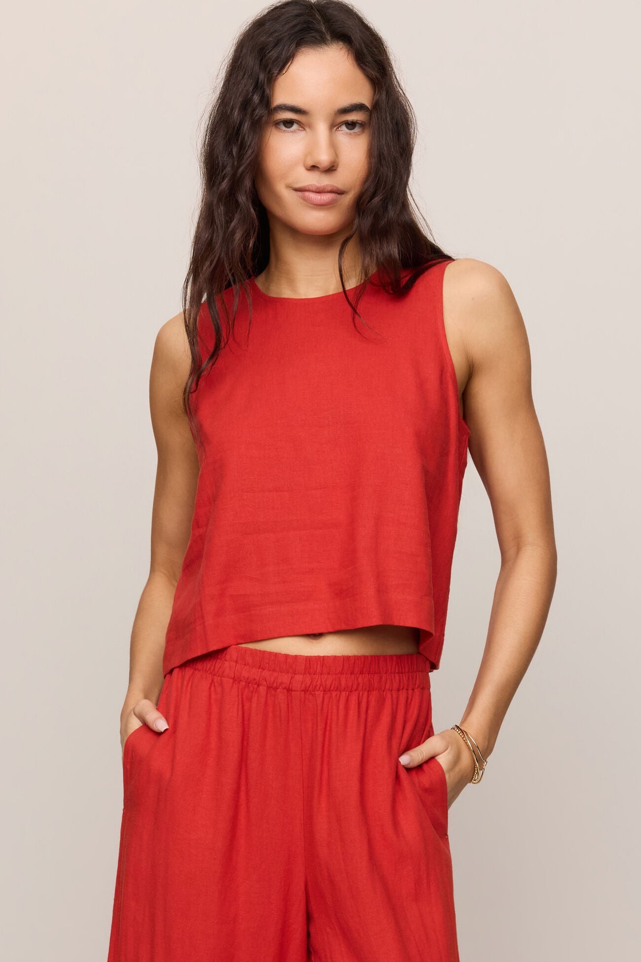 Sloane Linen Top - Chili Pepper