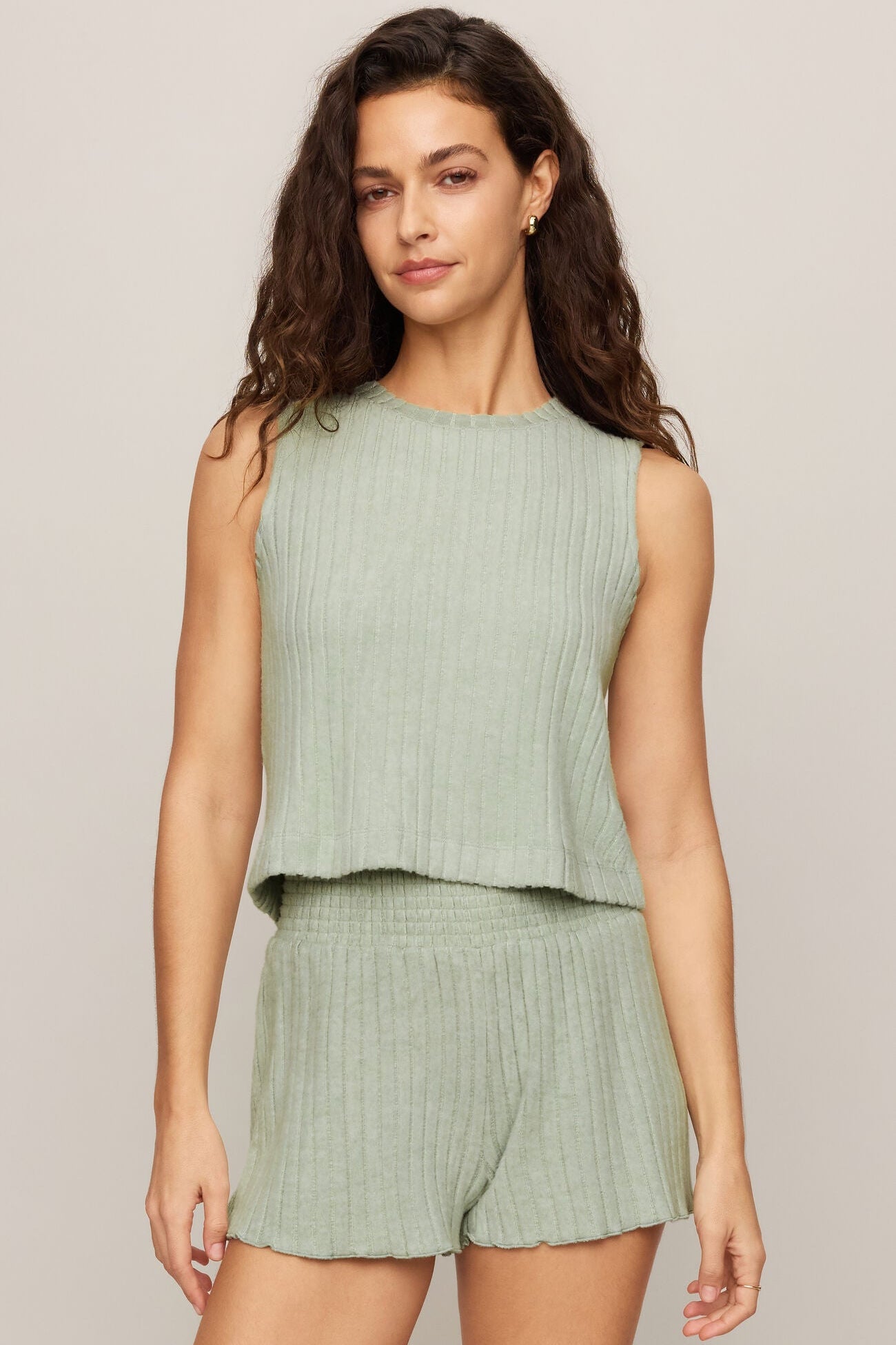 Sloane Rib Tank - Aqua Cloud