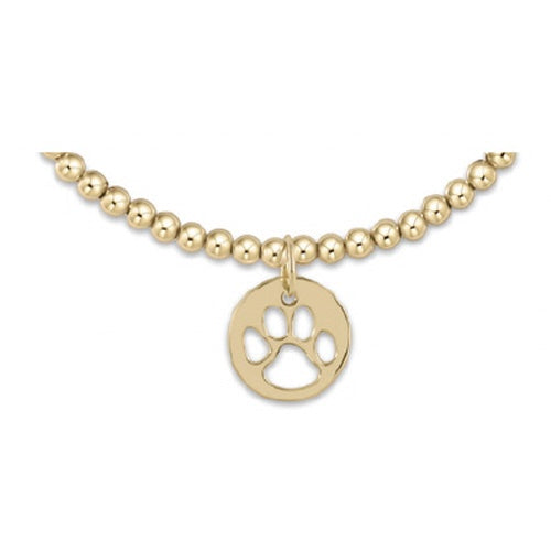 Extends - Classic Gold 3mm Bead Bracelet - Paw Print Gold Disc